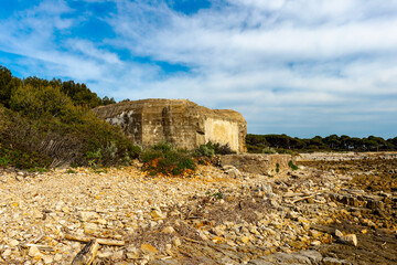 German artillery bunkers. Saint Margaret - one of The Lerins Islands ((Îles de Lérins)