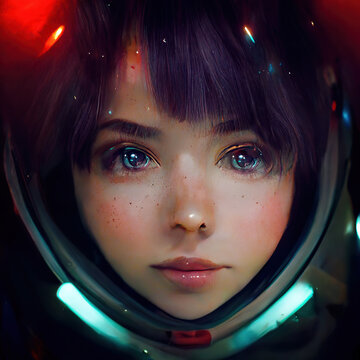 Retrato chica en el espacio