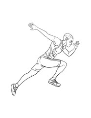 Fototapeta na wymiar Sprinting Isolated Coloring Page for Kids