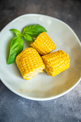 corn cob boiled fresh healthy meal food snack diet on the table copy space food background