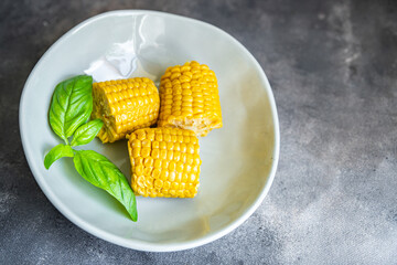corn cob boiled fresh healthy meal food snack diet on the table copy space food background