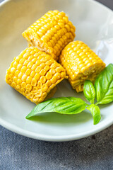 corn cob boiled fresh healthy meal food snack diet on the table copy space food background