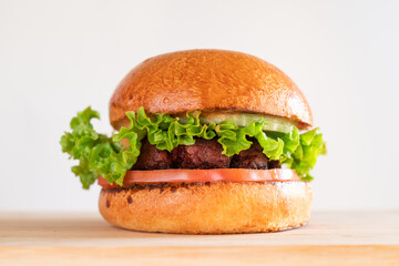 Vegan burger with plant-based meat