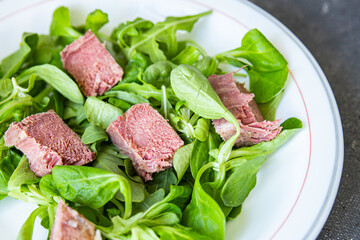 tongue salad green leaves pork mix cuisine fresh healthy meal food snack diet on the table copy space food background 