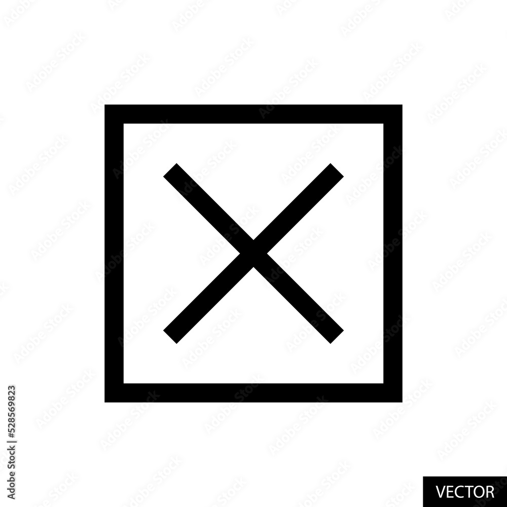 Poster cross mark in box vector icon in line style design for website, app, ui, isolated on white backgroun