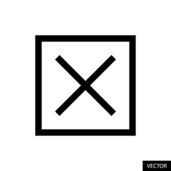 Cross mark in box vector icon in line style design for website, app, UI, isolated on white background. Editable stroke. Vector illustration.