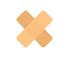 Adhesive plaster for medical skin care, medical tools logo design. Sticker with cross of sticky bandage vector design and illustration.

