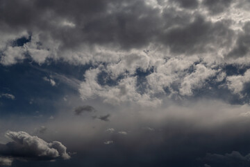 Beautiful cloudy sky before a thunderstorm play of shadow and light