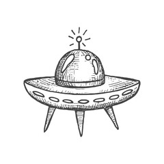 flying saucer sketch vector illustration