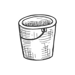 household bucket vector sketch isolated