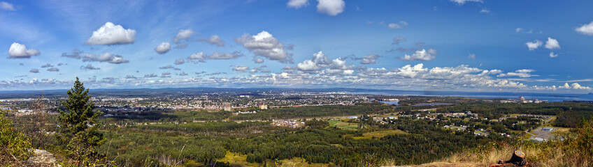 Panoramic view of Lake Superior and the town from Mt. McKay, Thunder Bay, ON, Canada