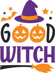 Good Witch. Halloween T-Shirt Design, Posters, Greeting Cards, Textiles, and Sticker Vector Illustration