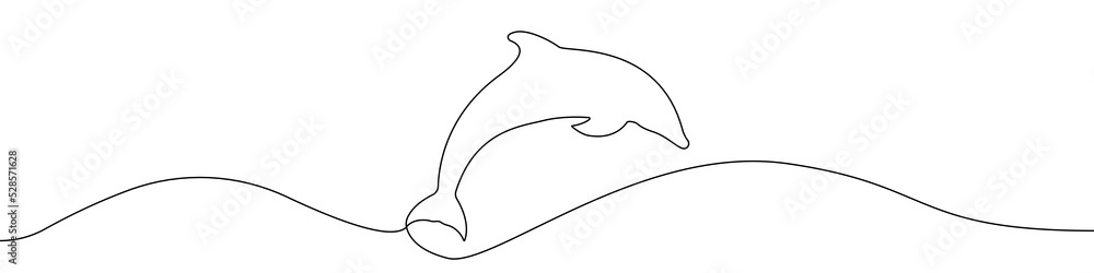 Poster dolphin icon line continuous drawing vector. one line dolphin icon vector background. dolphin mark i
