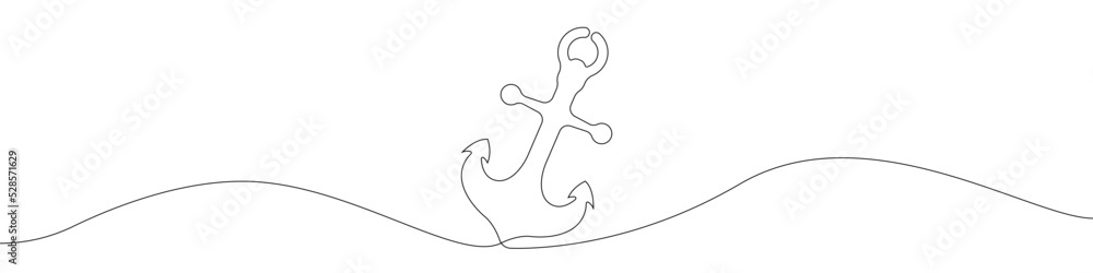 Poster anchor icon line continuous drawing vector. one line anchor icon vector background. anchor mark icon