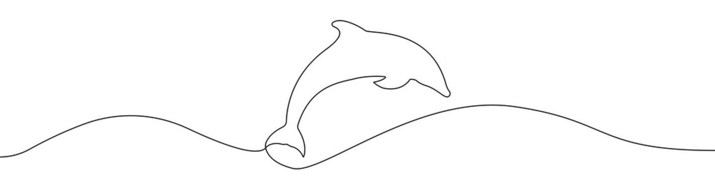 recommend clip art: Dolphin icon line continuous drawing vector. One line Dolphin  icon vector background. Dolphin  mark icon. Continuous outline of a Dolphin  icon.