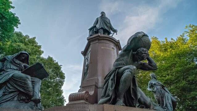 Berlin Bismarck Monument, timelapse hyperlapse panoramic, Germany - 4k