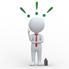 Businessmen found a solution came up with an idea. Sales manager. 3D Render. Isolated on white background. 3d man, people.