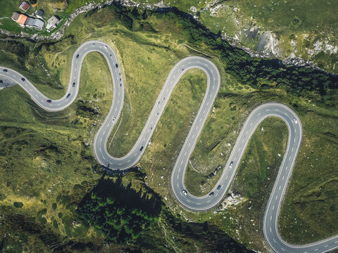 road transportation technology, mobility concept of traffic through the swiss alps, julierpass pass street,