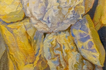Colorful details of a dry oil painting, background with real texture.