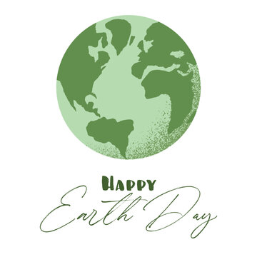 Vector illustration of Earth globe isolated on white background. Colorful world planet icon, Happy Earth Day symbol