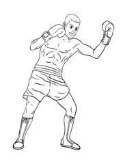 Boxing Isolated Coloring Page for Kids