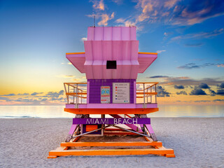 Lifeguard House,Sunrise.South Beach,.Miami Beach.Miami,Florida,USA