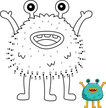 Dot to Dot Talking Monster Isolated Coloring Page