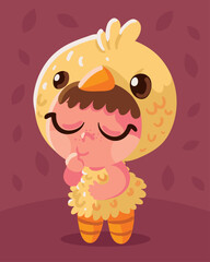 cute girl in chicken costume halloween
