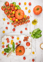colorful tomatoes cut for a salad