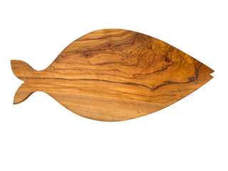 Olive wood fish shaped board isolated transparent png