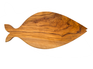Olive wood fish shaped board isolated transparent png