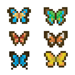 Fototapeta premium Colorful butterfly icon, pixel art 