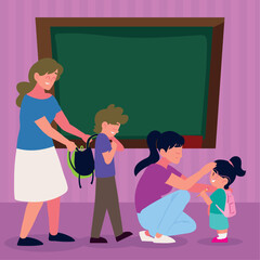 mothers with kids, back to school