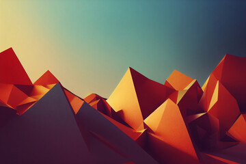 Abstract orange triangle background. 3d illustration.