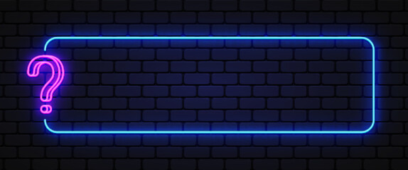 Quiz frame neon sign vector design template. Quiz neon frame, light banner design element colorful modern design trend, night bright advertising, bright sign. Vector illustration