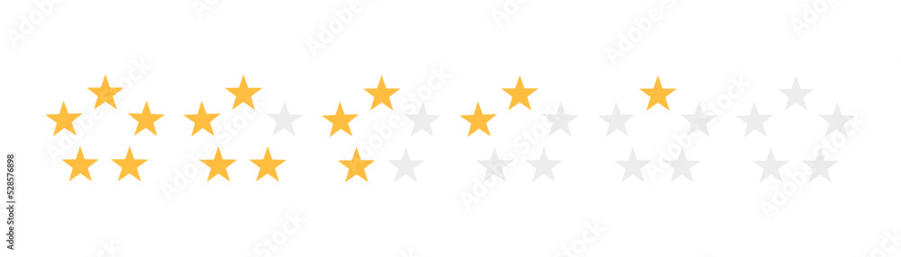 Sticker star in circle . 5 stars rating . realistic gold star set vector icon.feedback concept. set of five 