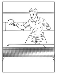 Table Tennis Coloring Page for Kids