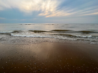 Picturesque view of beautiful sea and cloudy sky