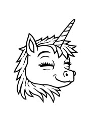 Gesicht glückliches Einhorn Comic 