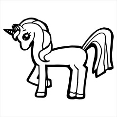 Kids Coloring Pages, Cute Unicorn Character Vector illustration Ai File And Image
