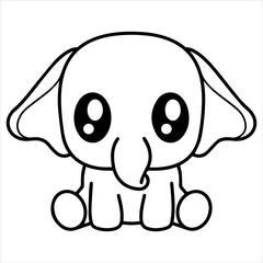 Kids Coloring Pages, Cute Elephant Character Vector illustration Ai File And Image

