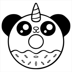Kids Coloring Pages, Cute Panda Donut Character Vector illustration Ai File And Image  © Abdullah_Designer