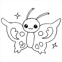 Kids Coloring Pages, Cute Butterfly Character Vector illustration Ai File And Image