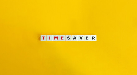Time Saver Phrase on Letter Tiles on Yellow Background. Minimal Aesthetics.