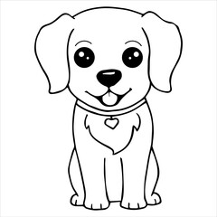 Kids Coloring Pages, Cute Dog Character Vector illustration Ai File And Image