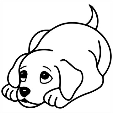 Kids Coloring Pages, Cute Dog Character Vector illustration Ai File And Image