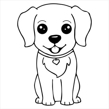 Kids Coloring Pages, Cute Dog Character Vector illustration Ai File And Image