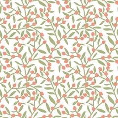 Obraz premium Branches floral seamless berries pattern for wrapping festive paper and kids clothes print and autumn fabrics