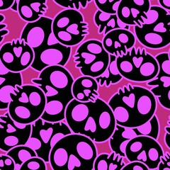 Cartoon doodle seamless Halloween skulls pattern for wrapping paper and clothes print and kids accessories