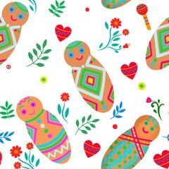 Guagua and colada morada for day of the dead, guagua de pan, wawas de pan. Seamless pattern illustration with bread of the dead in Bolivia, Ecuador, Peru